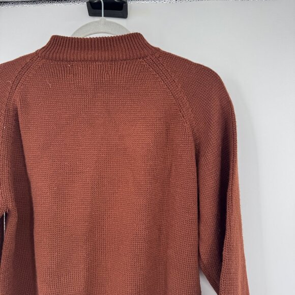 Vtg Mens Pullover mock turtleneck Sweater Retro acrylic brown graphic geometric - Picture 6 of 7